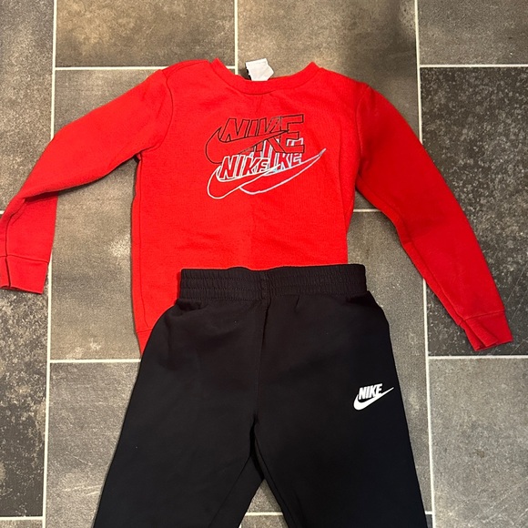 Nike Kids Red Sweatshirt and Black Joggers Set - Picture 1 of 4